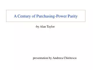 A Century of Purchasing-Power Parity