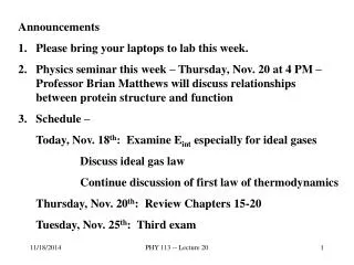 Announcements Please bring your laptops to lab this week.