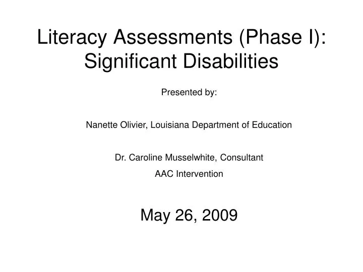literacy assessments phase i significant disabilities