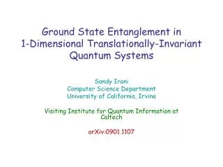 Ground State Entanglement in 1-Dimensional Translationally-Invariant Quantum Systems