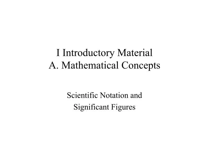 i introductory material a mathematical concepts
