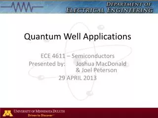 Quantum Well Applications