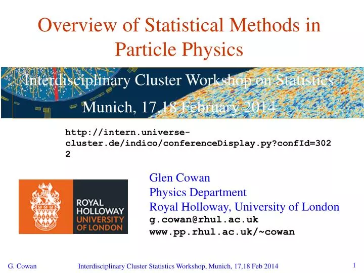 overview of statistical methods in particle physics