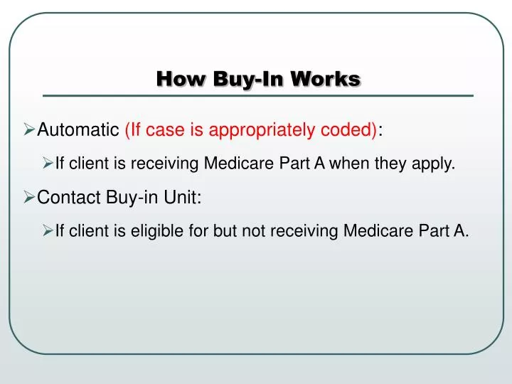 how buy in works