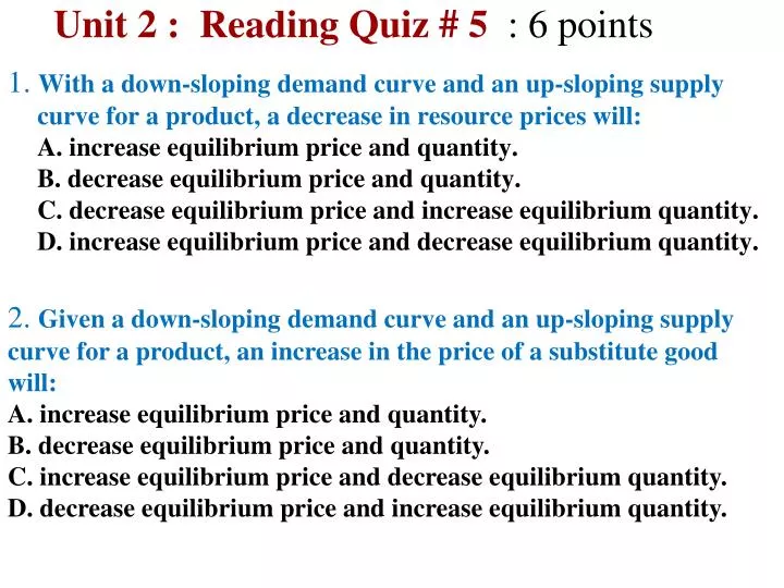unit 2 reading quiz 5 6 points