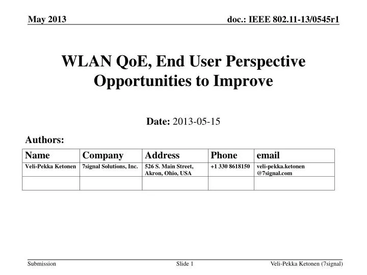 wlan qoe end user perspective opportunities to improve