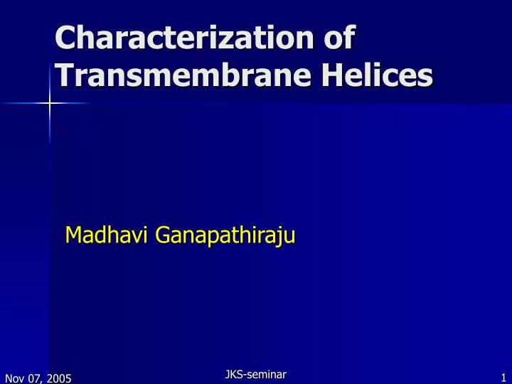 characterization of transmembrane helices