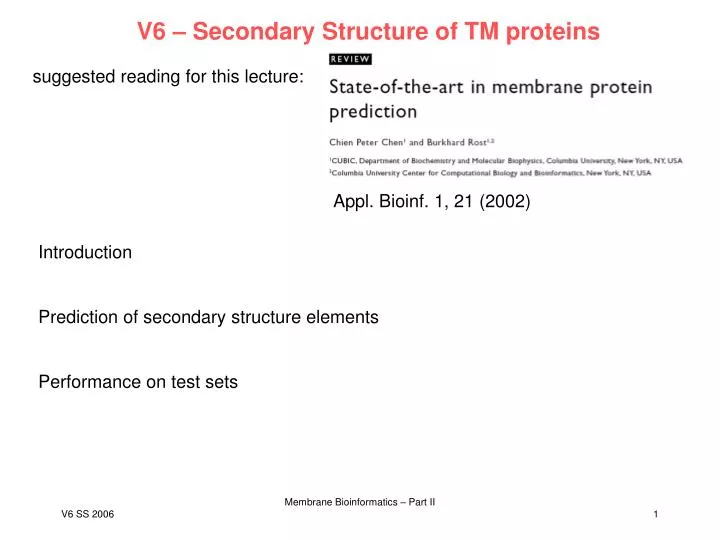 v6 secondary structure of tm proteins