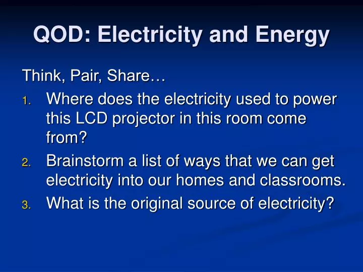 qod electricity and energy