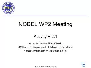 NOBEL WP2 Meeting Activity A.2.1