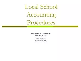 Local School Accounting Procedures