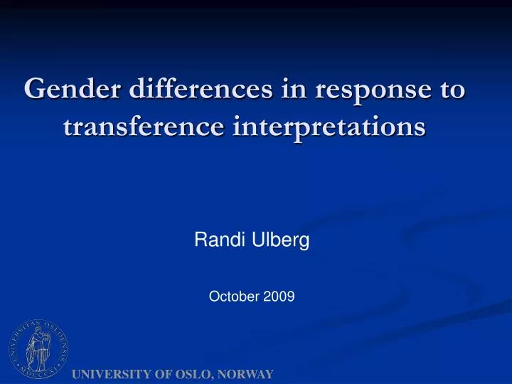 gender differences in response to transference interpretations