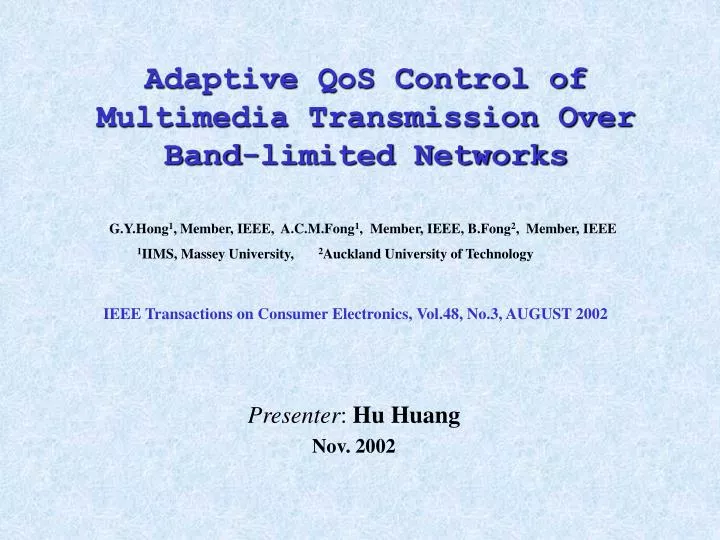 adaptive qos control of multimedia transmission over band limited networks