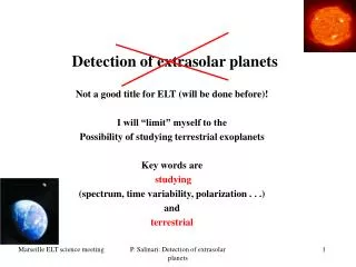 Detection of extrasolar planets