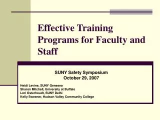 Effective Training Programs for Faculty and Staff