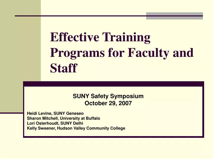 effective training programs for faculty and staff