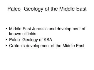 Paleo- Geology of the Middle East