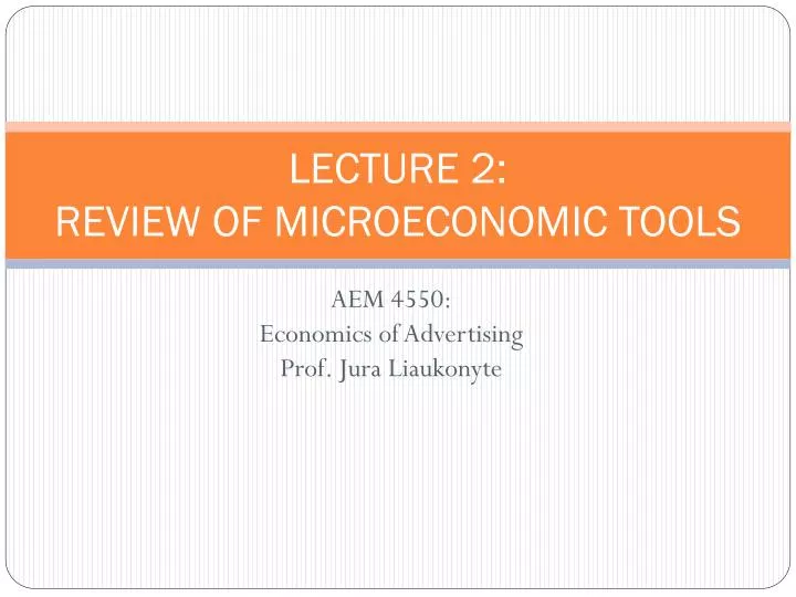 lecture 2 review of microeconomic tools