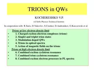 TRIONS in QWs