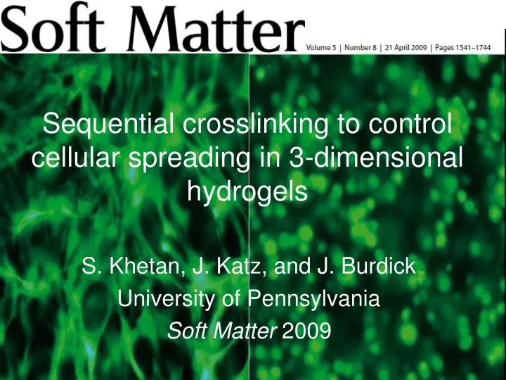 sequential crosslinking to control cellular spreading in 3 dimensional hydrogels