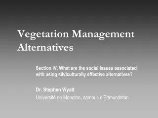 Vegetation Management Alternatives