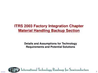 ITRS 2003 Factory Integration Chapter Material Handling Backup Section