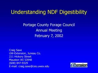 Understanding NDF Digestibility
