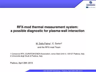 RFX-mod thermal measurement system: a possible diagnostic for plasma-wall interaction