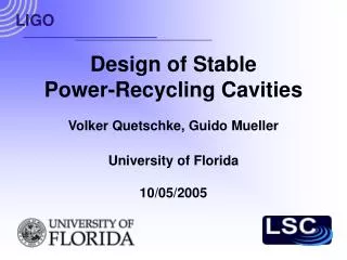 Design of Stable Power-Recycling Cavities