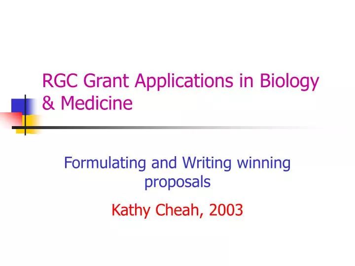 rgc grant applications in biology medicine