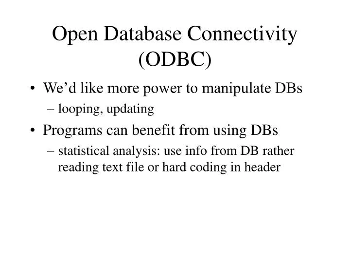 open database connectivity odbc