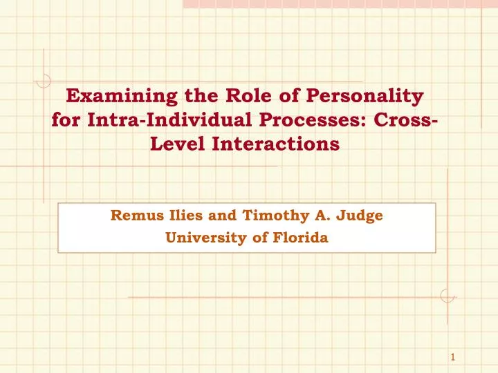 examining the role of personality for intra individual processes cross level interactions