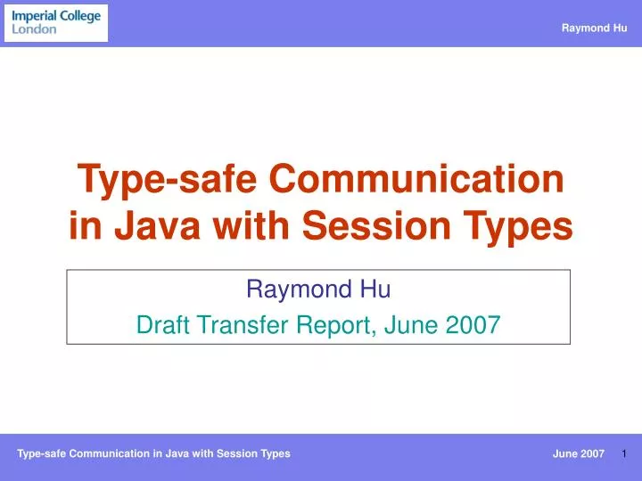 type safe communication in java with session types