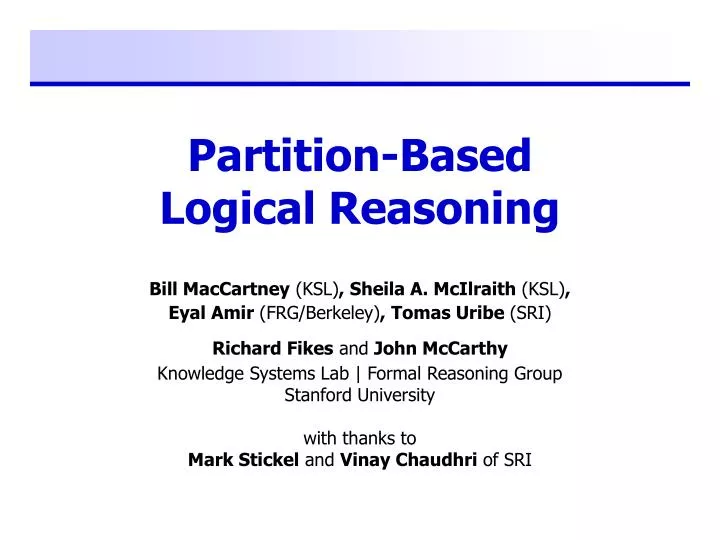 partition based logical reasoning