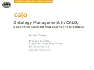 Ontology Management in CALO, a Cognitive Assistant that Learns and Organizes