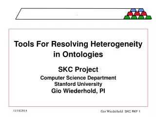 Tools For Resolving Heterogeneity in Ontologies SKC Project Computer Science Department