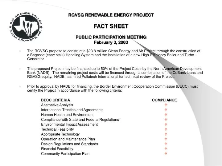 rgvsg renewable energy project fact sheet public participation meeting february 3 2003