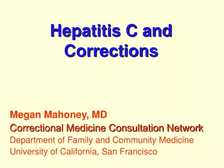 hepatitis c and corrections