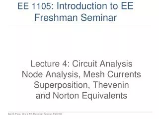 EE 1105 : Introduction to EE Freshman Seminar