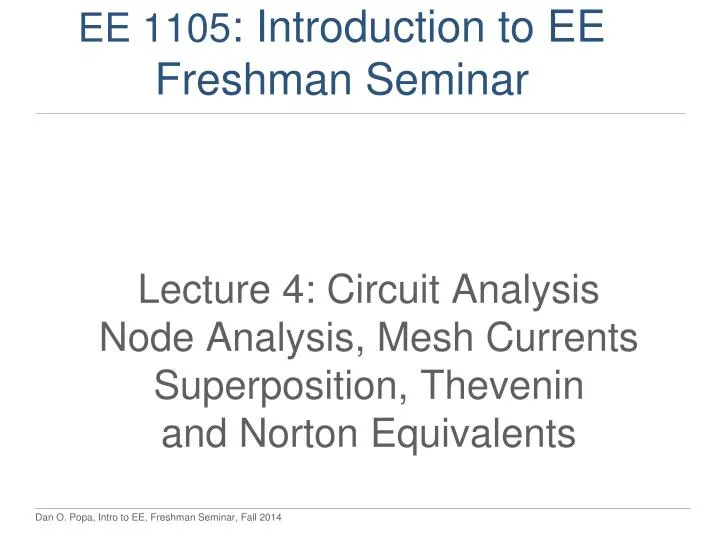 ee 1105 introduction to ee freshman seminar