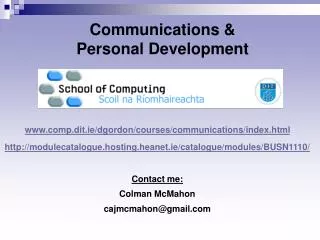 Communications &amp; Personal Development