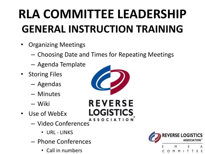 rla committee leadership general instruction training