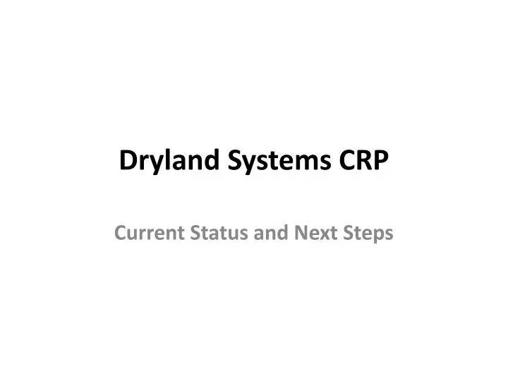 dryland systems crp
