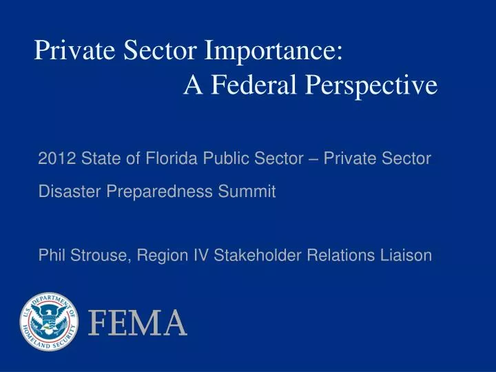 private sector importance a federal perspective