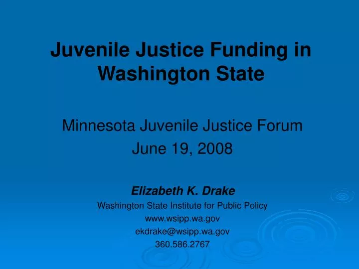 juvenile justice funding in washington state