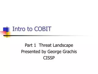 Intro to COBIT