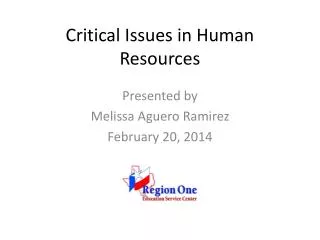 Critical Issues in Human Resources
