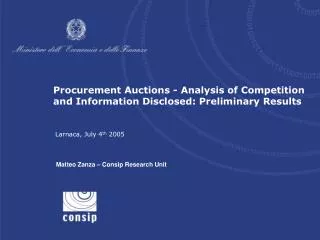 Procurement Auctions - Analysis of Competition and Information Disclosed: Preliminary Results