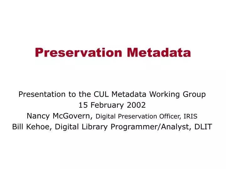 preservation metadata