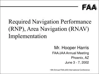 Required Navigation Performance (RNP), Area Navigation (RNAV) Implementation